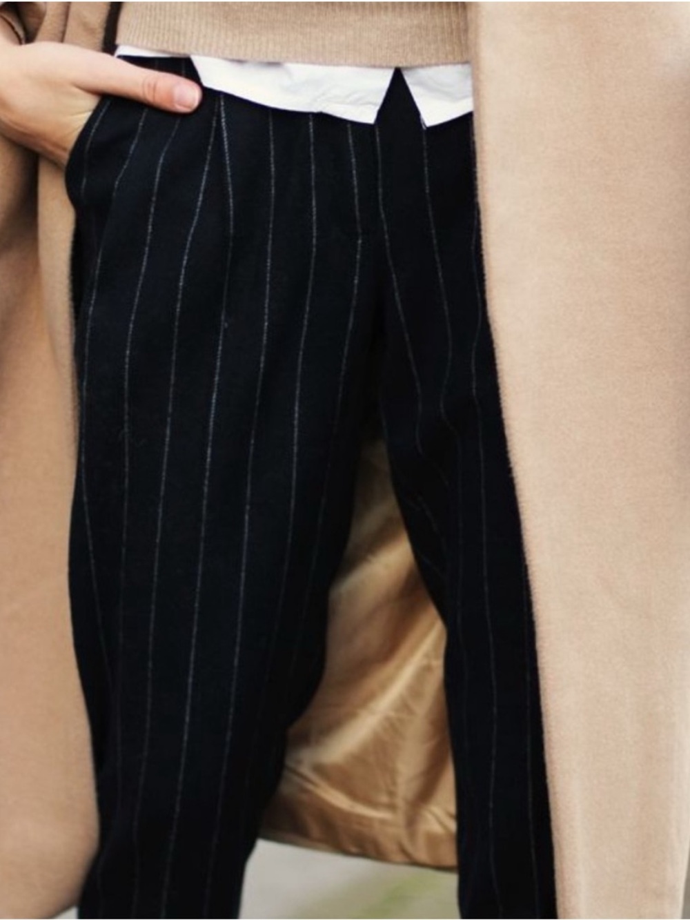 VTG Pendleton Wool Pinstripe Straight Leg Pants in Black
